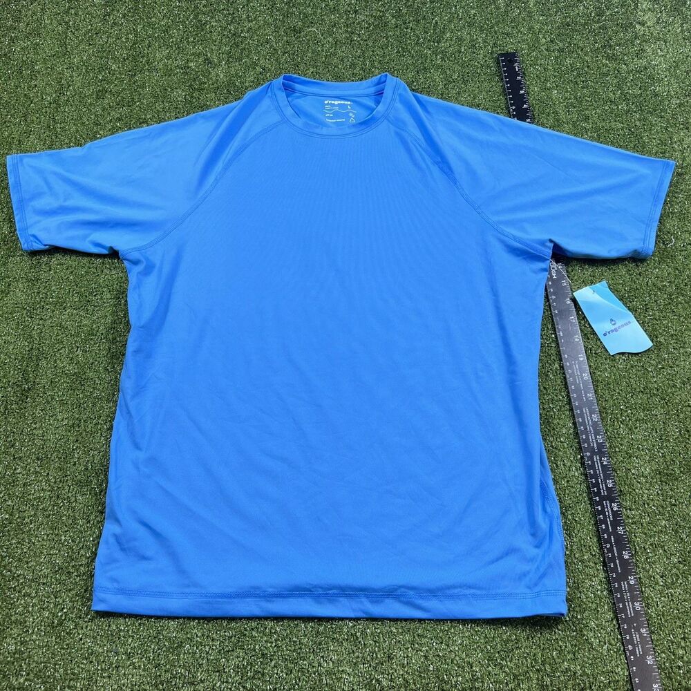 O'rageous Men's Size L  Short Sleeve UPF 50 Blue Swim Surf Shirt Top